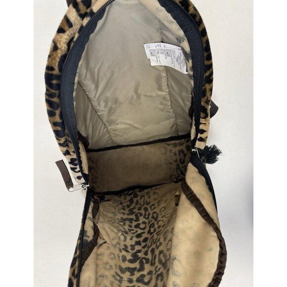 Vintage JanSport High Stakes TRS7 Leopard Animal Print Fuzzy Fabric Backpack - Picture 6 of 15